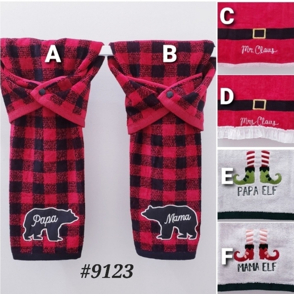 ❤️NEW!❤️ #9123 ■Papa/Mama Mr/Mrs Hang'N'Snap Towel 🤍Select Snap